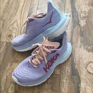 Hoka Women’s Mach 5 Purple and Light Blue Athletic Shoes